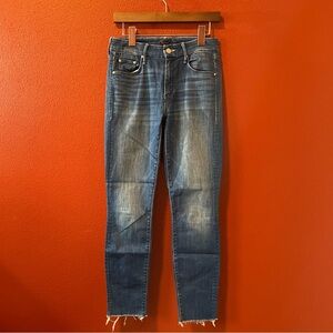 Mother Women’s The Looker Ankle Fray Blue Squeeze It Cut Jeans‎